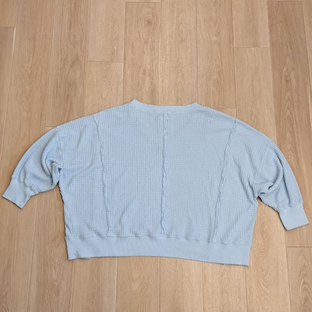 American Eagle Outfitters Aerie Light Blue Oversized waffle sweatshirt - Picture 5 of 8